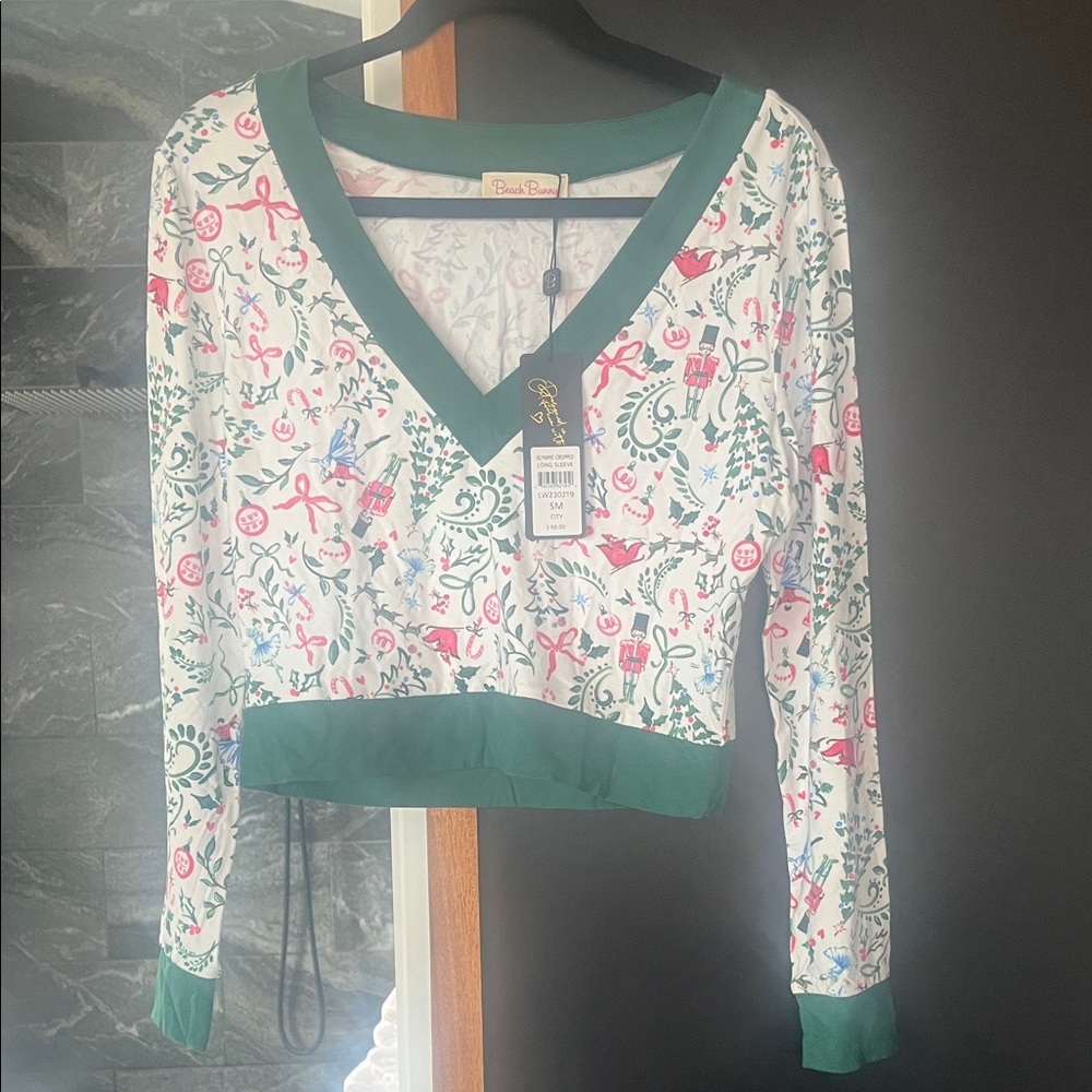 Beach Bunny Green and Pink Patterned Sweatshirt